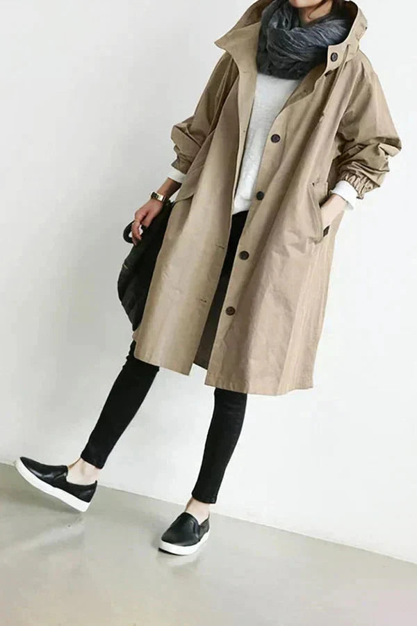 Urban Waterproof Raincoat with Oversized Breathable Hood for Women