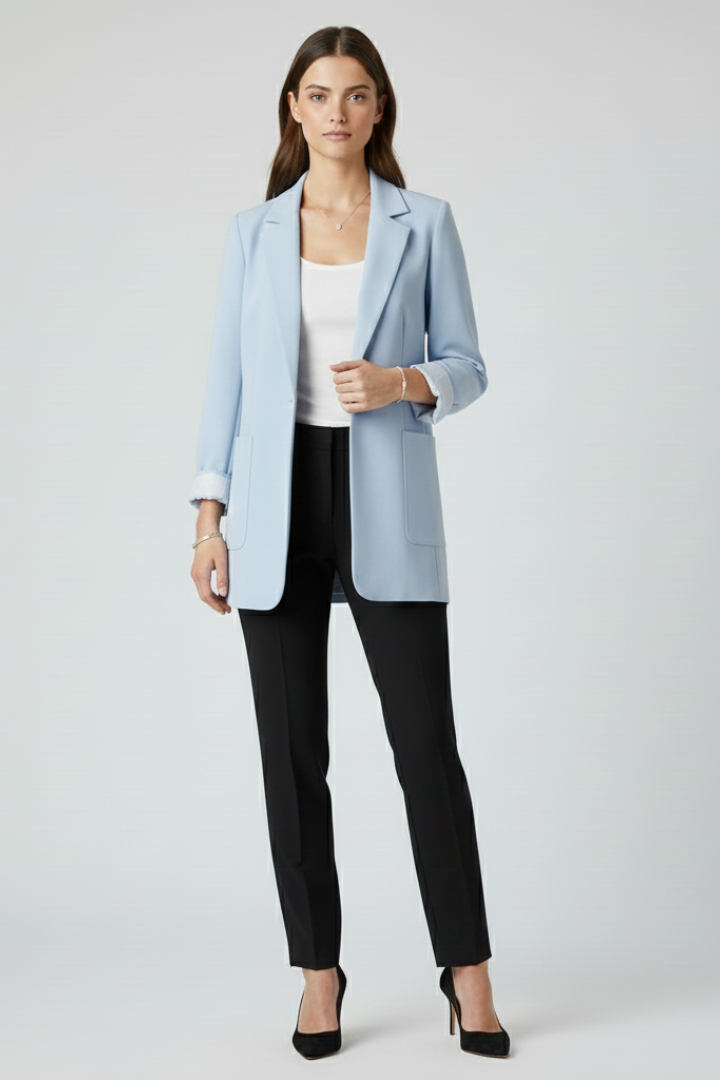Open Front Structured Lapel Women's Blazer for Everyday Wear
