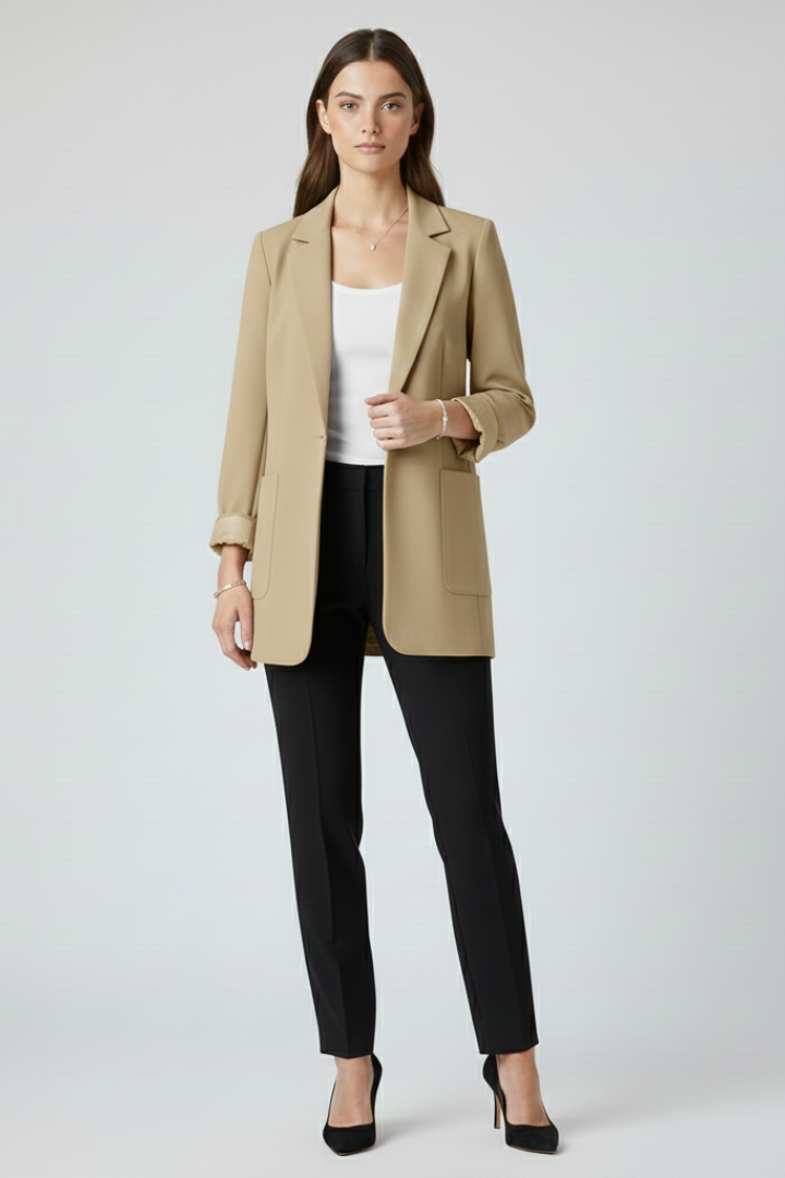 Open Front Structured Lapel Women's Blazer for Everyday Wear