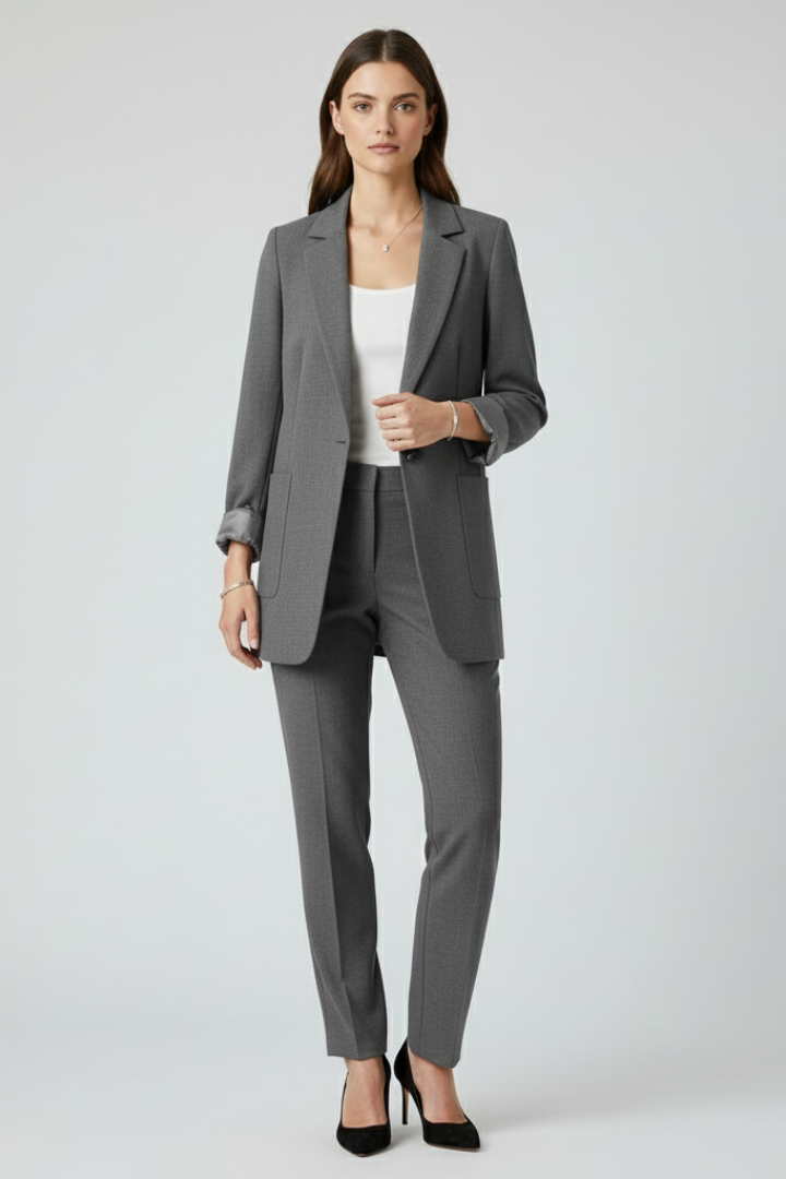 Open Front Structured Lapel Women's Blazer for Everyday Wear