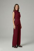 Women’s Two-Piece Set with Sleeveless Round Neck Top and Straight Leg Trousers