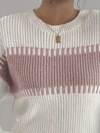 Colour-Block Striped Sweater with Relaxed Fit and Drop-Shoulder Design