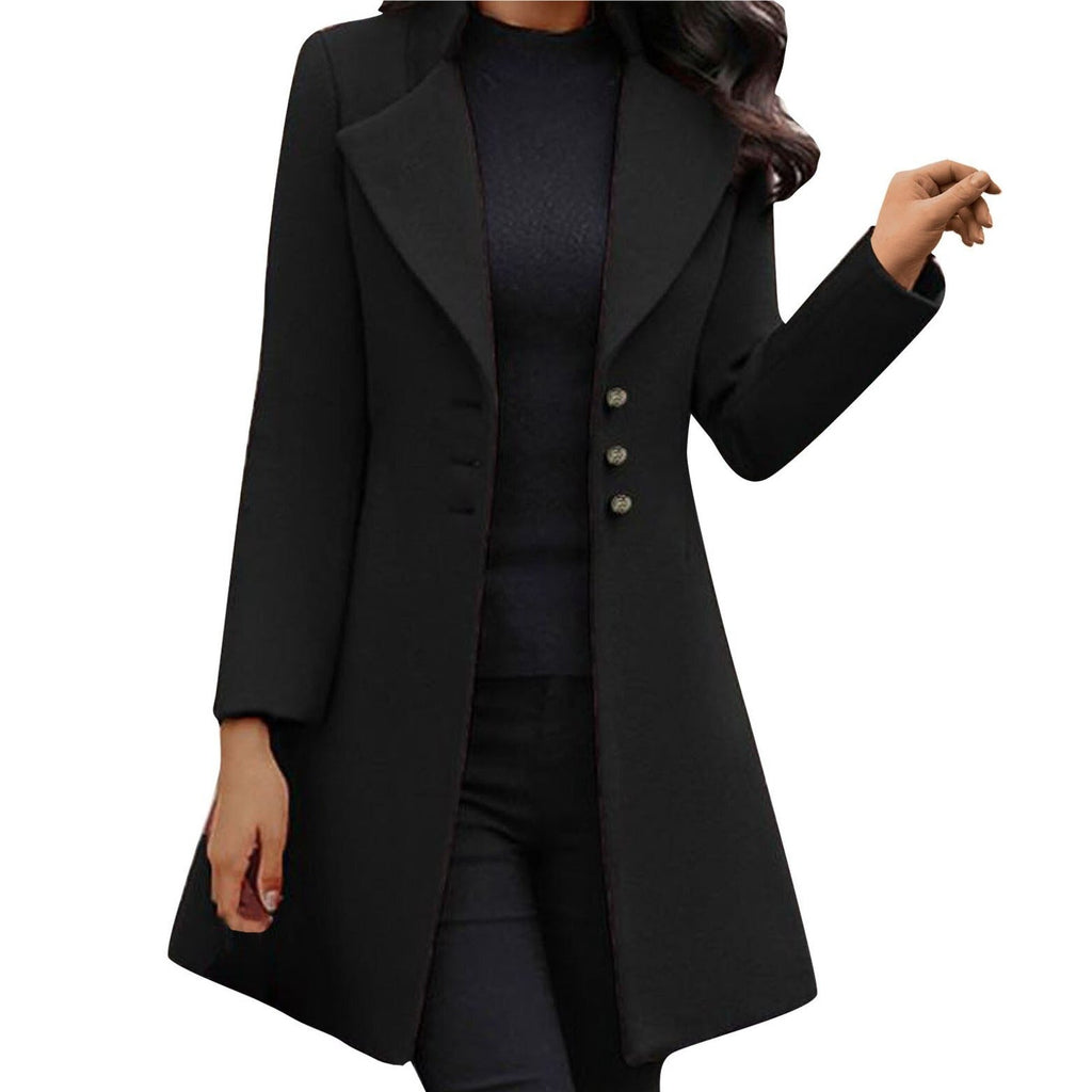 Elegant Italian Long Sleeve Coat for Autumn and Winter