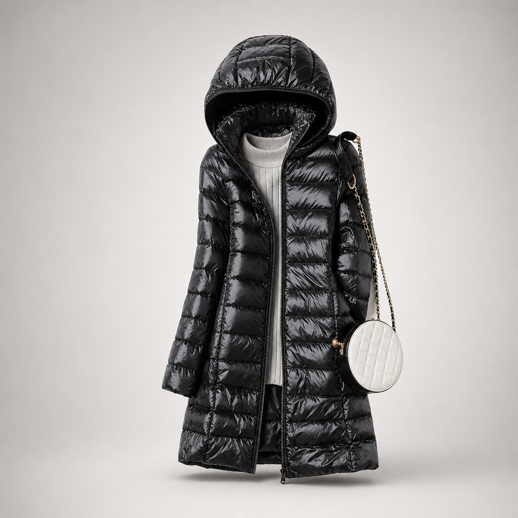 Women's Ultralight Down Jacket with Detachable Hood and Weather Protection