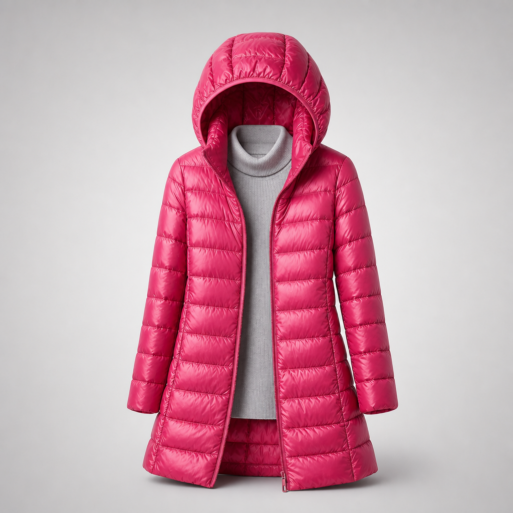 Women's Ultralight Down Jacket with Detachable Hood and Weather Protection