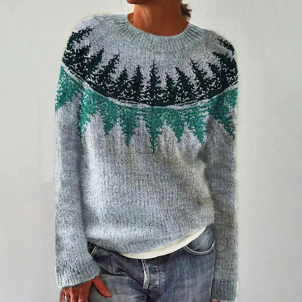 Wide Neck Long Sleeve Jumper with Patterned Detailing