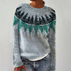 Wide Neck Long Sleeve Jumper with Patterned Detailing