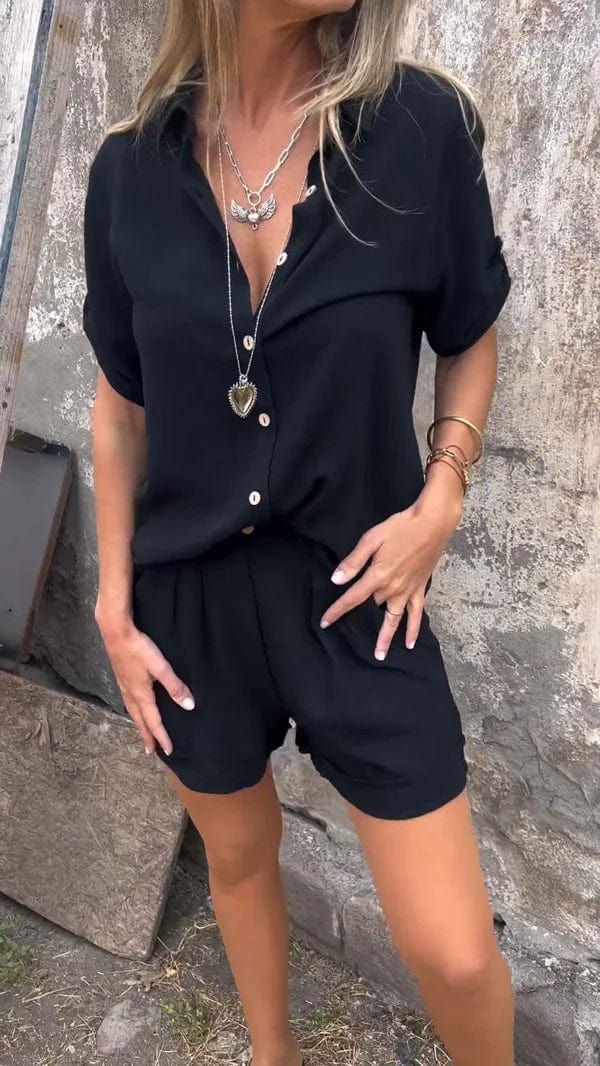 Terracotta Linen Short Jumpsuit for Women – Airy Design and Elegant Summer Style