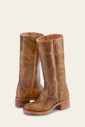 Mid Calf Block Heel Boots with Contrast Stitching
