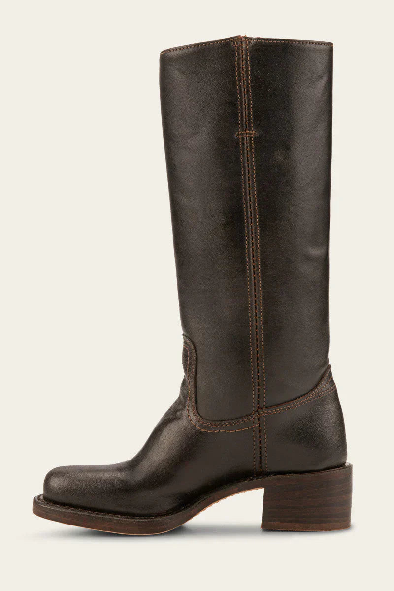 Mid Calf Block Heel Boots with Contrast Stitching