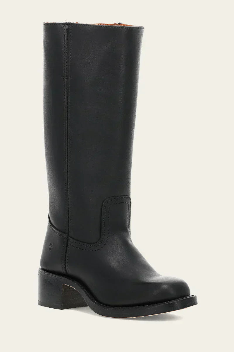 Mid Calf Block Heel Boots with Contrast Stitching