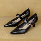 Slingback Pointed Toe Heels with Flared Stiletto and Adjustable Strap