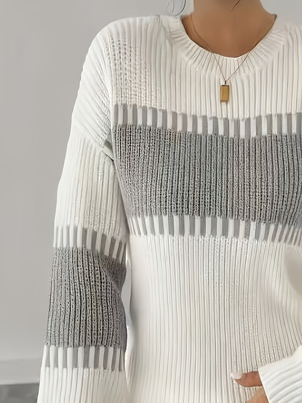 Colour-Block Striped Sweater with Relaxed Fit and Drop-Shoulder Design
