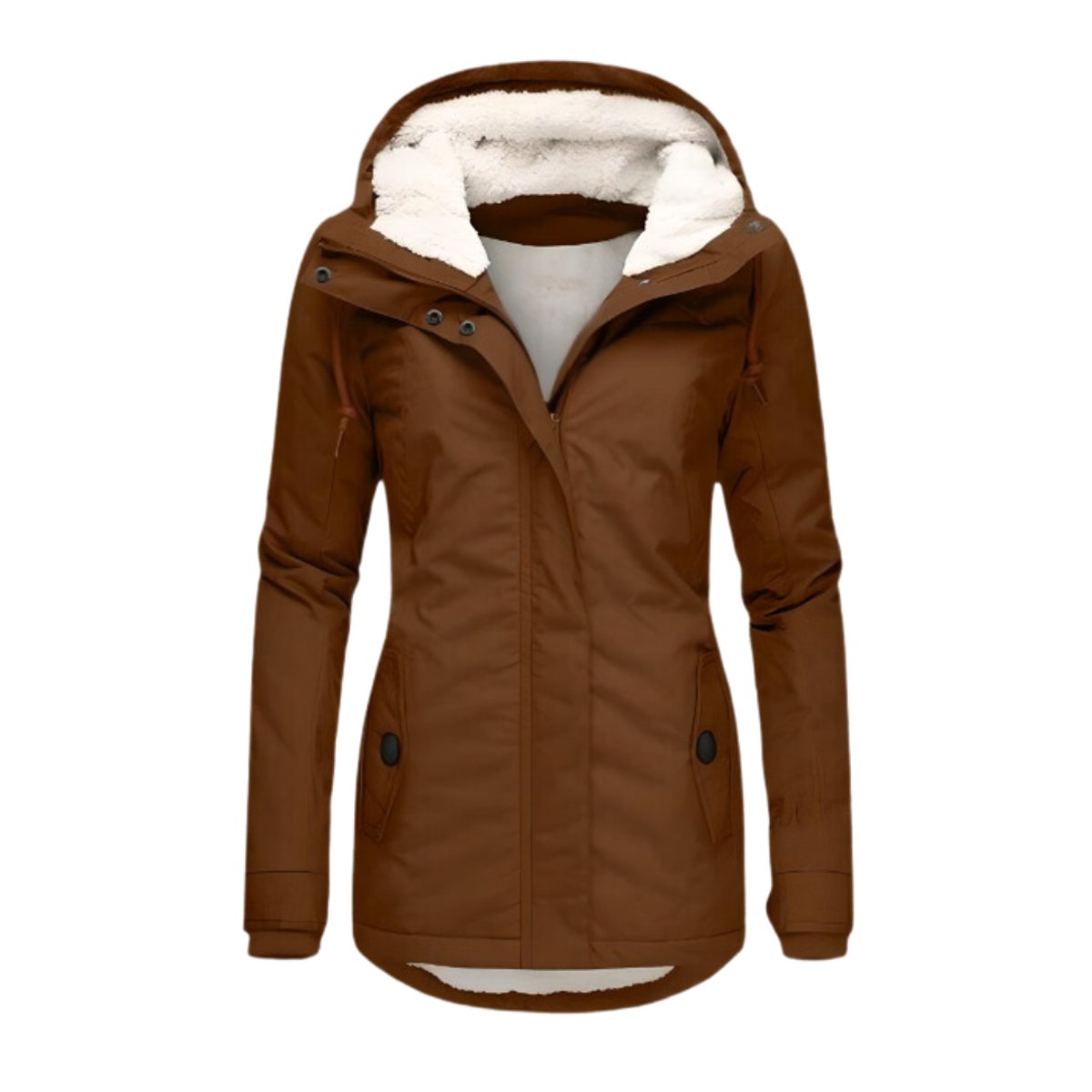 Women's Water-Resistant Hooded Parka with Cozy Sherpa Lining and Tailored Fit