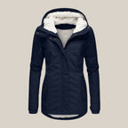 Women's Winter Jacket with Adjustable Hood and Soft Sherpa Lining for Cold Weather