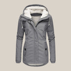 Women's Winter Jacket with Adjustable Hood and Soft Sherpa Lining for Cold Weather