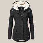 Women's Winter Jacket with Adjustable Hood and Soft Sherpa Lining for Cold Weather