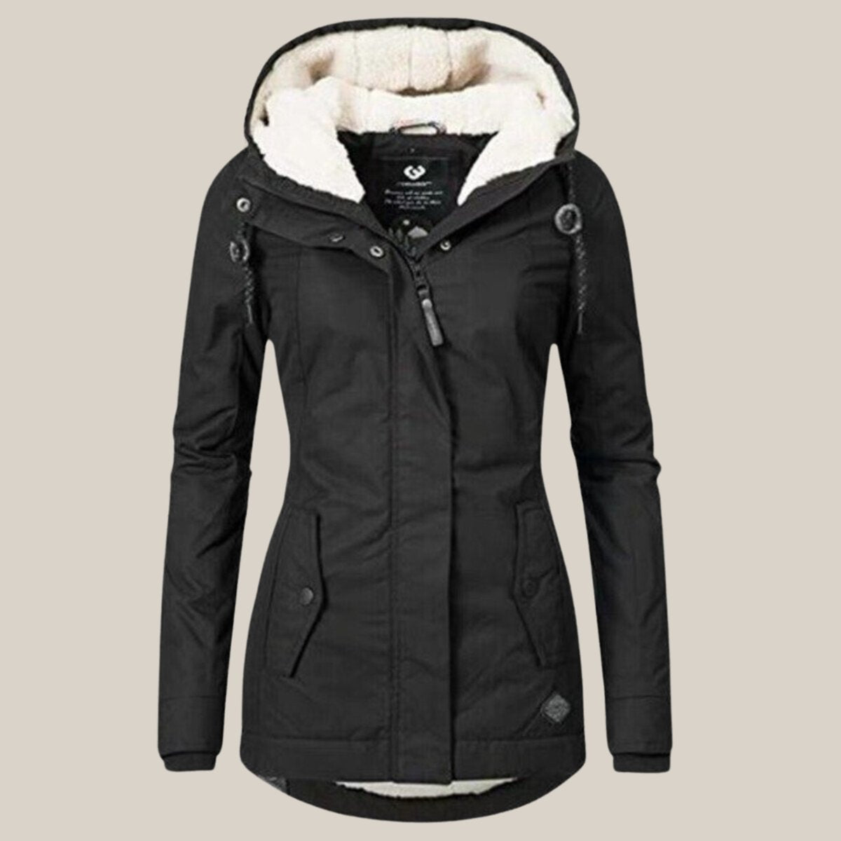 Women's Winter Jacket with Adjustable Hood and Soft Sherpa Lining for Cold Weather
