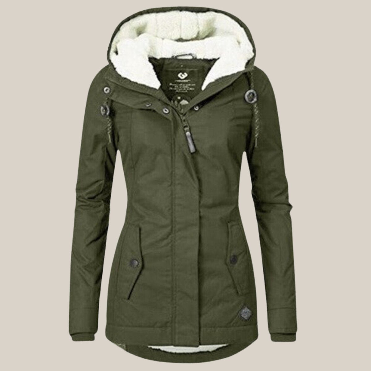 Women's Winter Jacket with Adjustable Hood and Soft Sherpa Lining for Cold Weather
