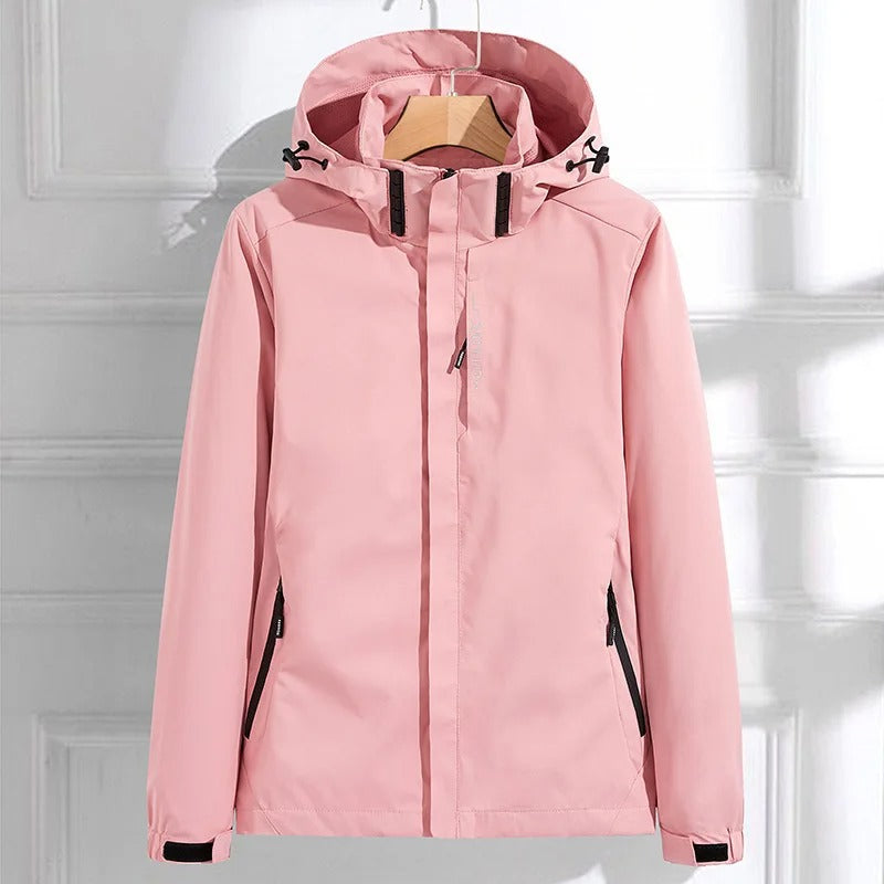Women's Jacket with Hooded Neck and Zip Front