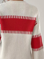 Colour-Block Striped Sweater with Relaxed Fit and Drop-Shoulder Design