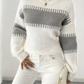 Colour-Block Striped Sweater with Relaxed Fit and Drop-Shoulder Design