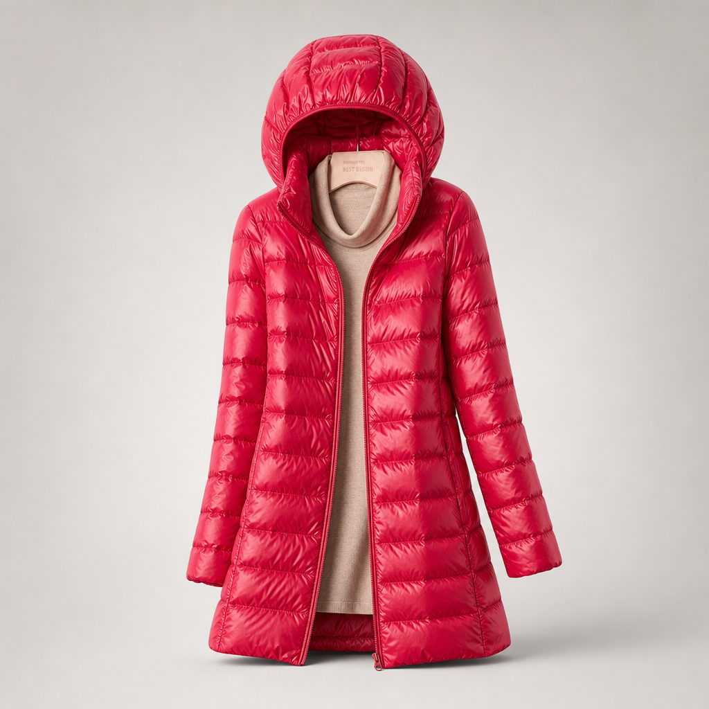 Women's Ultralight Down Jacket with Detachable Hood and Weather Protection