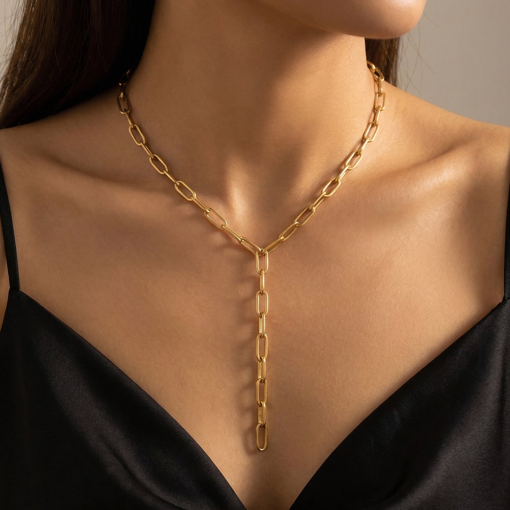 Aveline Chain Lariat Necklace