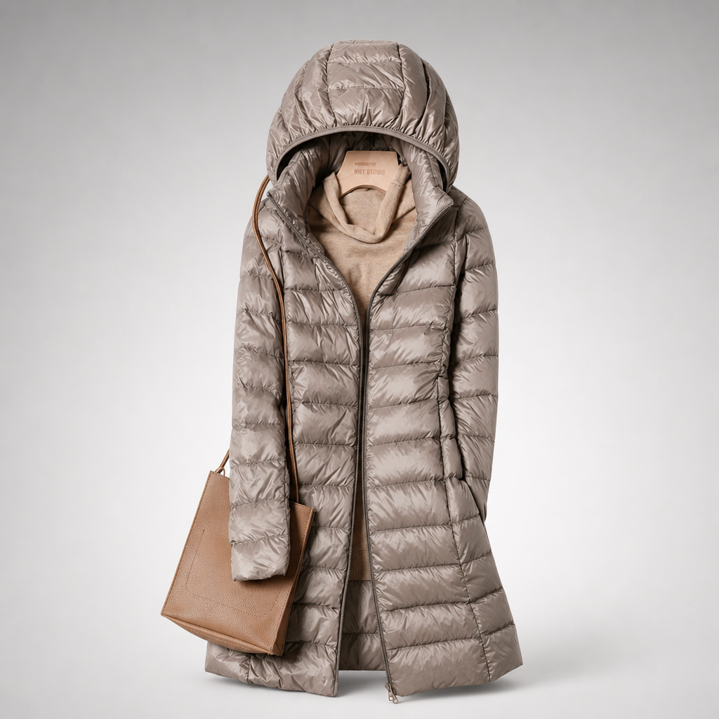 Women's Ultralight Down Jacket with Detachable Hood and Weather Protection
