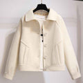 Boxy Short Jacket with Classic Collar and Button Placket