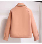 Boxy Short Jacket with Classic Collar and Button Placket