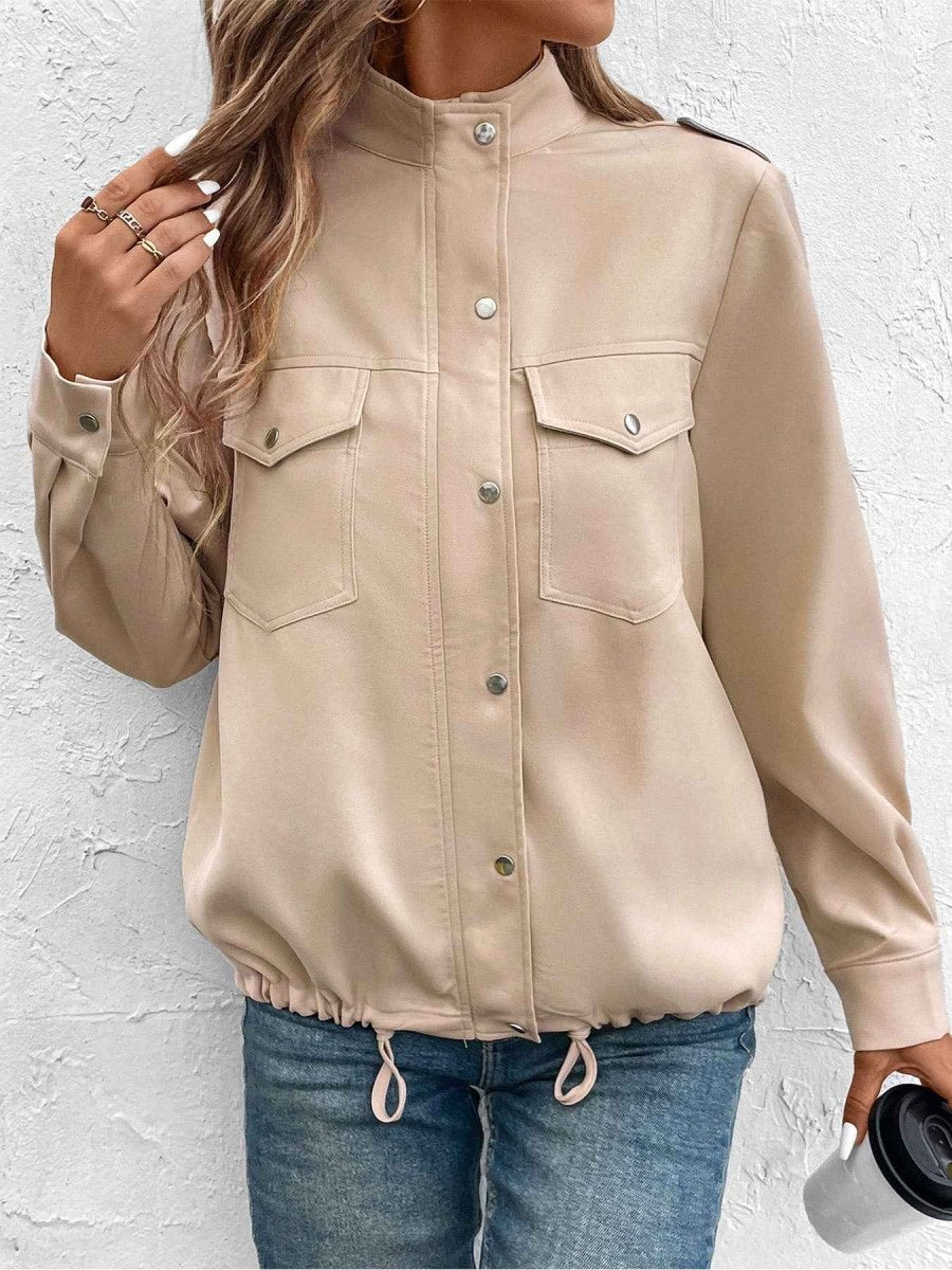 Casual Light Jacket for Women with Snap Buttons and Chest Pockets