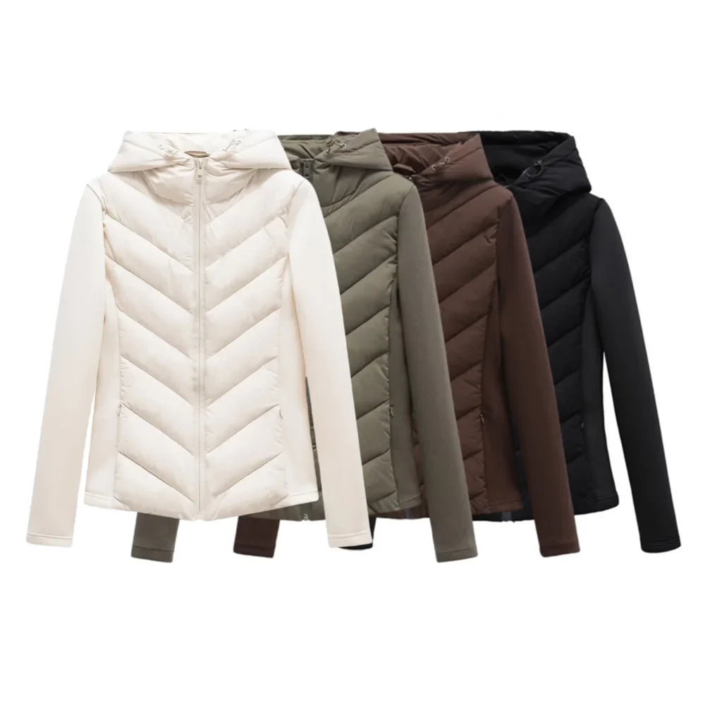 Lightweight Women's Winter Jacket with Hood and Hidden Pockets for Versatile Style
