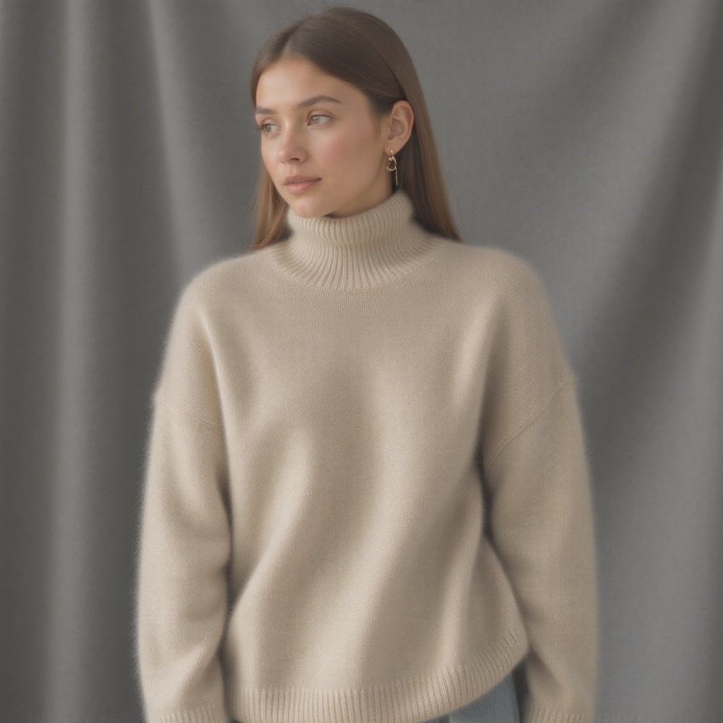 Luxurious Oversized Turtleneck Cashmere Sweater for Women – Soft Warm and Elegant