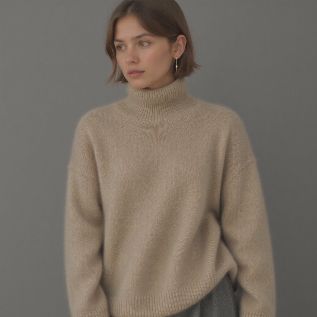 Luxurious Oversized Turtleneck Cashmere Sweater for Women – Soft Warm and Elegant