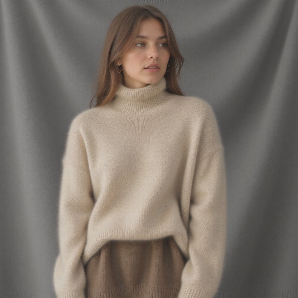 Luxurious Oversized Turtleneck Cashmere Sweater for Women – Soft Warm and Elegant