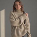 Luxurious Oversized Turtleneck Cashmere Sweater for Women – Soft Warm and Elegant