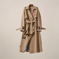 Classic Double-Breasted Belted Trench Coat for Women