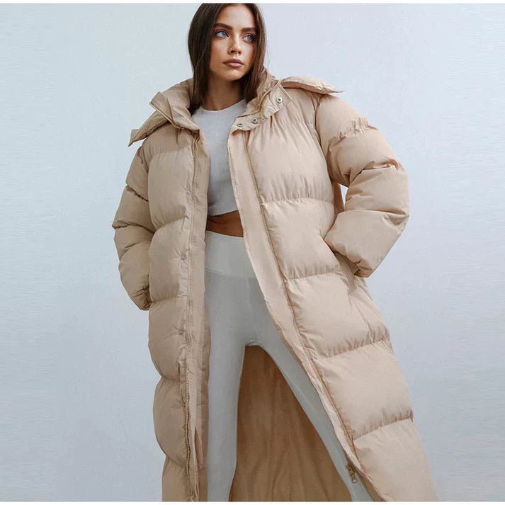 Long Hooded Puffer Coat for Women - Winter Protection and Comfort