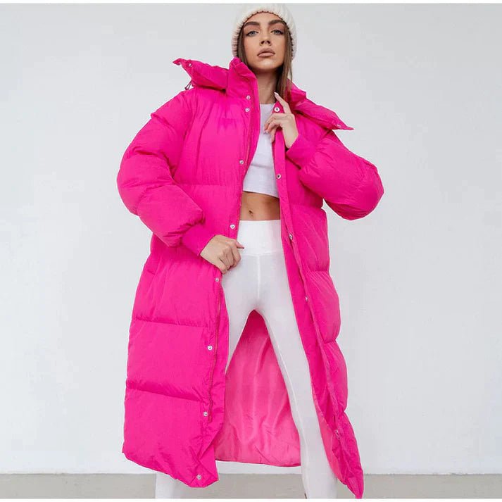 Long Hooded Puffer Coat for Women - Winter Protection and Comfort